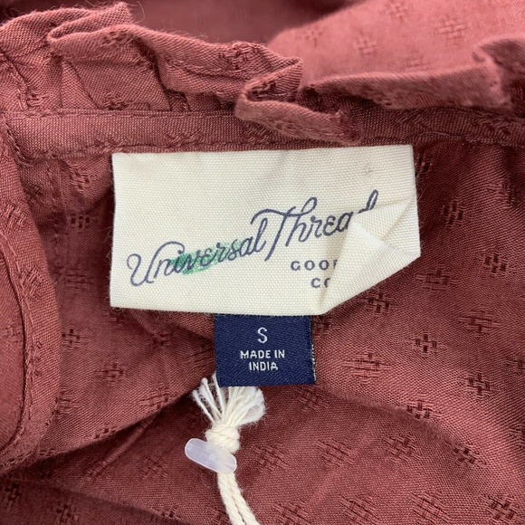 Universal Thread Midi Dress Size S Crew Neck Boho Long Sleeve Ruffle Flowy Pink - Picture 10 of 12